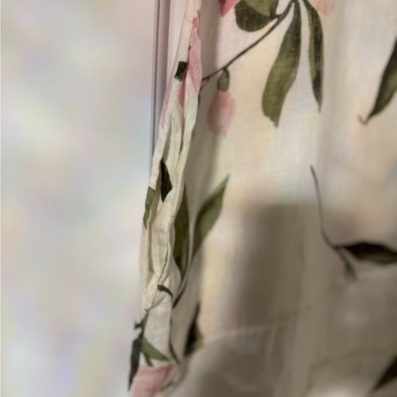 LUNGO L’ARNO ITALY Casual Pink and Green Linen Floral Midi Sundress - Picture 4 of 6